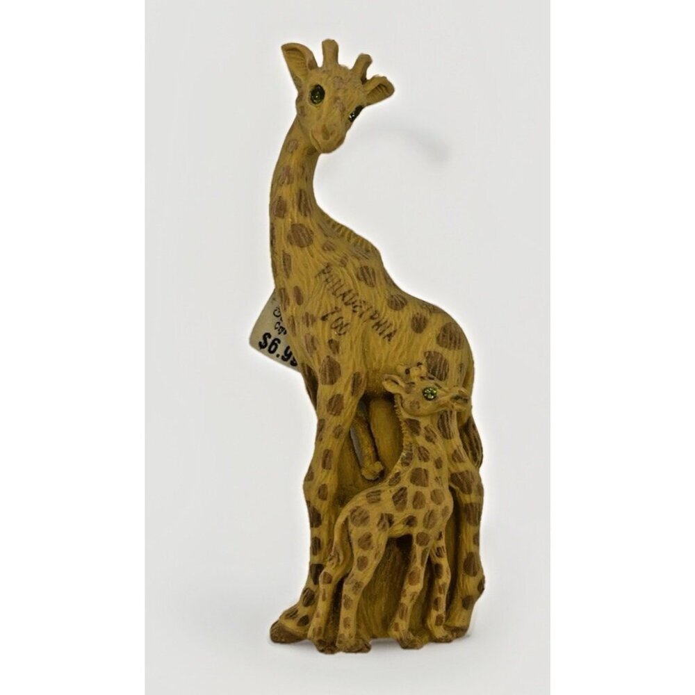 Clay Critters Giraffe Magnet Swarovski Crystal Eyes Mother Baby Child USA 4"